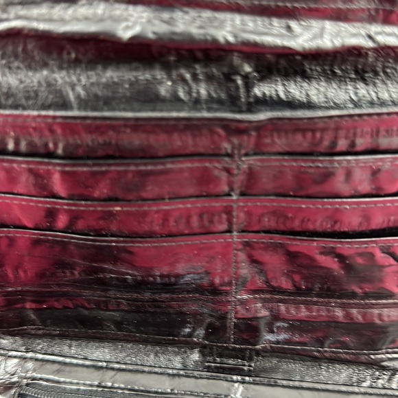 VINTAGE eel skin wallet, black checkbook - Picture 4 of 7